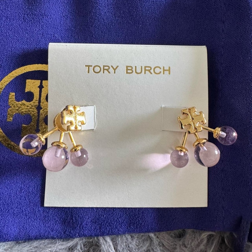 Tory Burch Gold and Purple Earrings